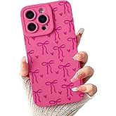 Lovmooful Compatible for iPhone 14 Pro Max Case Cute Cool Ribbon Bowknot Heart Design for Girls Women Soft TPU Shockproof Protective Girly for iPhone 14 Pro Max Case-Hot Pink