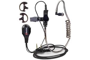 REMTISE Covert Acoustic Tube Earpiece with Mic for Baofeng UV-5R Walkie Talkies, Surveillance Headset and PTT Compatible with 2 Way Radios Brands Baofeng and Kenwood, Puxing, Wouxun (Black)