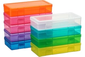 novelinks Medium Plastic Storage Boxes with Latching Lids – 9 Pack Stackable Craft Organizers for Supplies, Pencils, Crayons, Beads, Stationery & Classroom Use(9 Pack Medium -Color)