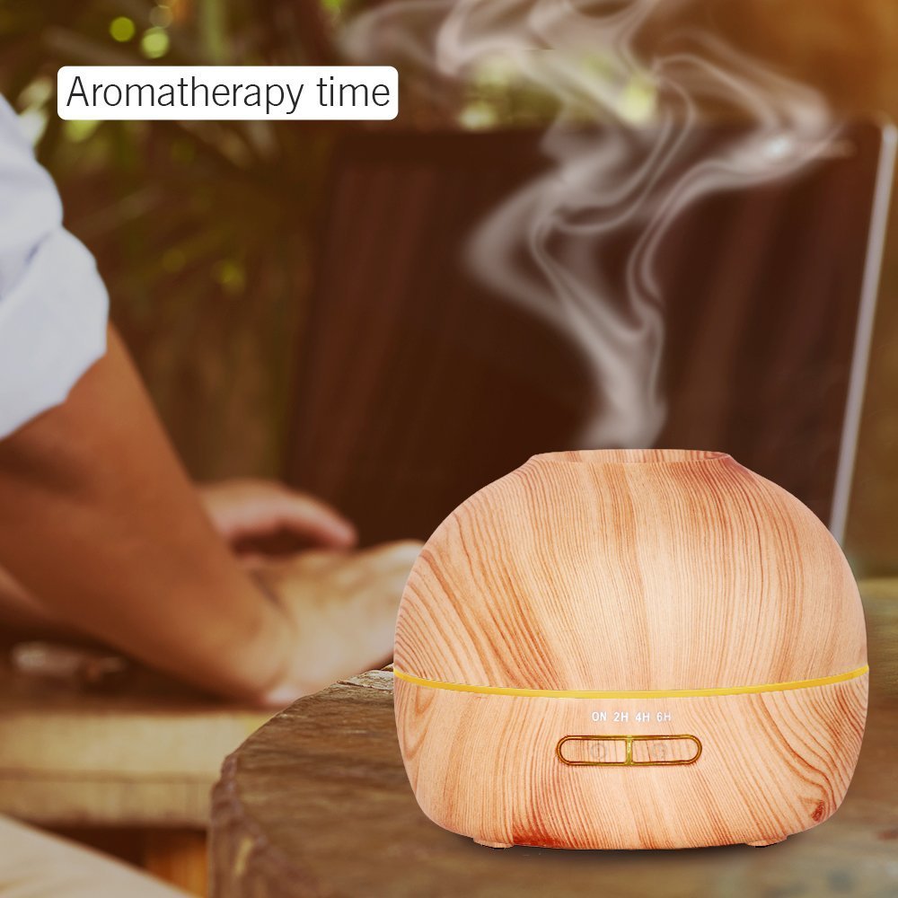 Hysure Wooden Cool Mist Humidifier Small Personal Humidifiers Ultrasonic Aromatherapy Oil Diffuser for Baby with 7 Colorful LED Lights Changing for Home, Bedroom, Office - Light Wood