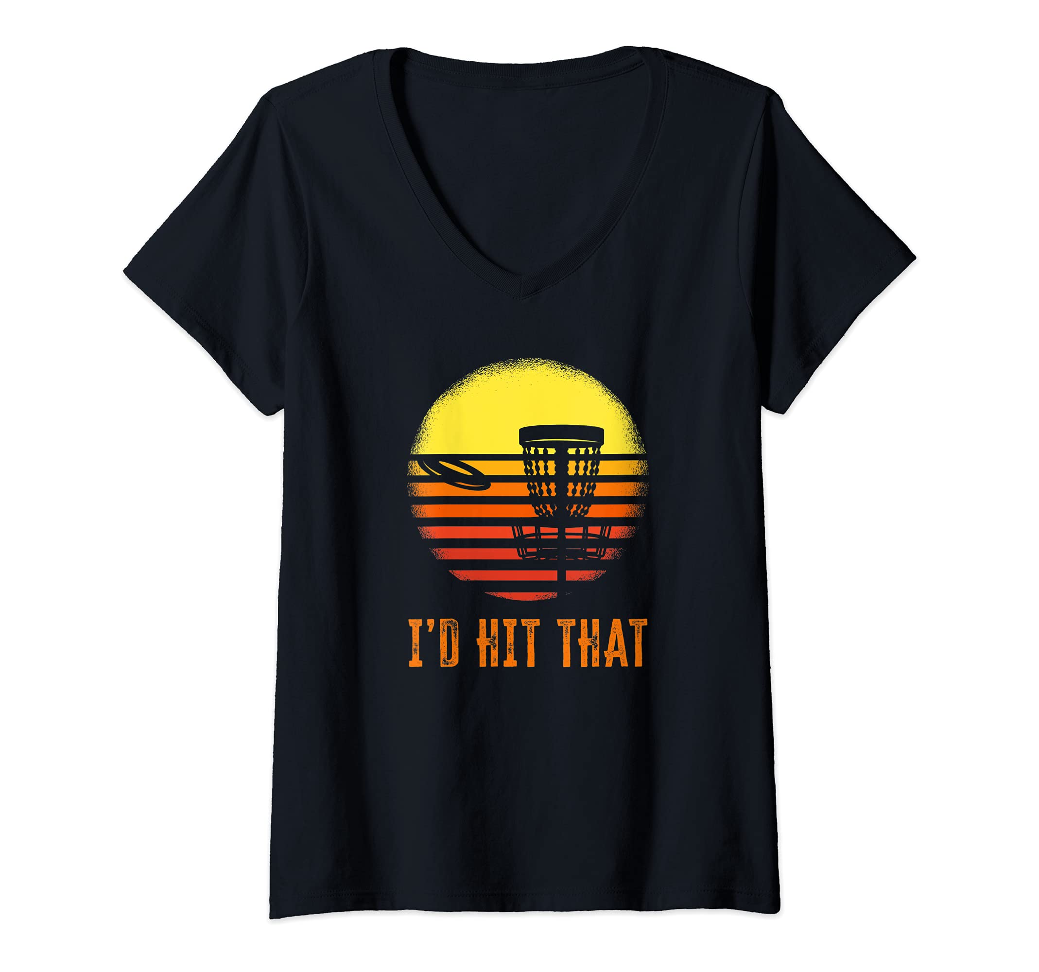 Womens Funny Disc Golf I'd Hit That Vintage Frisbee Golfer Sport V-Neck T-Shirt
