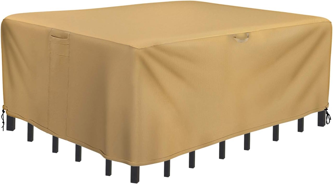 Sunkorto Patio Cover Garden Furniture Table Chairs Protective Cover Rectangular/Oval Furniture Set Cover Waterproof UV-Resistant for Outdoor 274x208cm