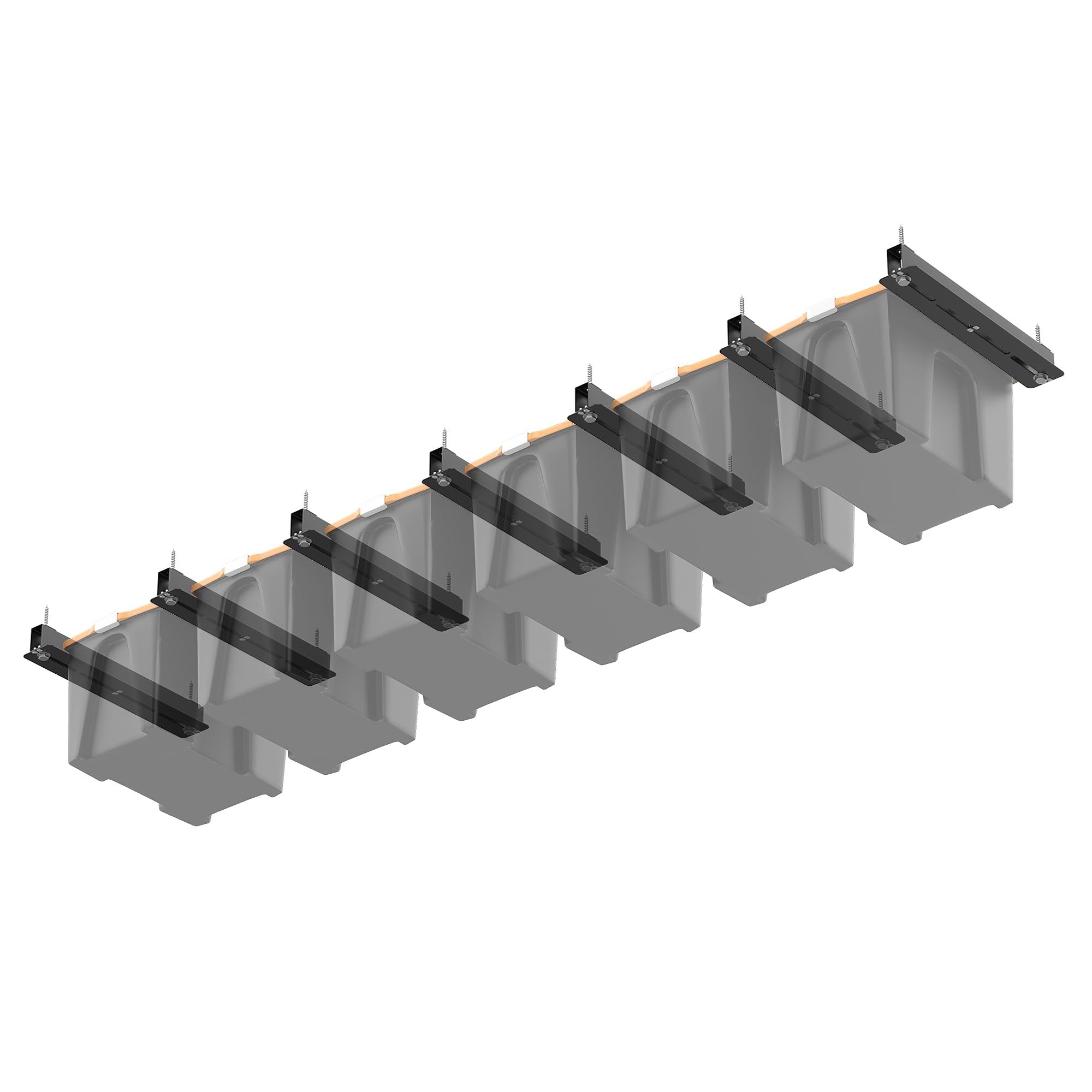 Photo 1 of Ultrawall Overhead Garage Storage Racks for Bins, Ceiling Storage Rack Garage Hanging Organizer for Totes with Adjustable Width, Heavy Duty Ceiling Container Bin Rack (7 Pack, 6 Bins)