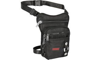 Thigh Pack, Larswon Leg Bag Thigh Pouch Bag Tactical Waist Bag Motorcycle Bag Waterproof, A- Black, Medium, Leg Bag