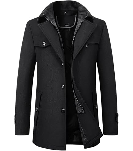 chouyatou Men's Gentle Layered Collar Single Breasted Quilted