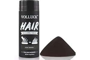 VOLLUCK Hair Fibers for Thinning Hair, Instant Coverage Hair Building Fibers for Women and men, Natural Hair Powder for Conceal Hair Loss 28 g (Dark Brown)