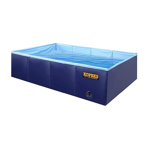 KOPEKS Foldable Outdoor Dog Pool - Medium 37x24 Inch Portable Bathing Tub For Pets