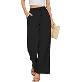 KICZOY Women Flowy Pants Drawstring Waist Wide Leg Palazzo Beach Pants Loose Fit with Pockets