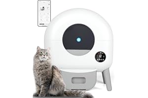 ZEACOTIO Self Cleaning Litter Box - Automatic Cat Litter Box with APP Control, Multi-Cat Compatible,1 Roll of Garbage Bags and Mat, white2.0