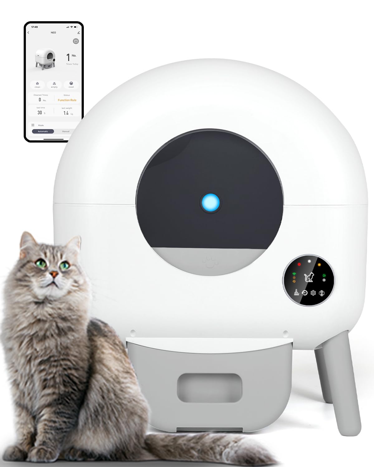 Photo 1 of Self Cleaning Litter Box, Automatic Cat Litter Box with APP Control, Multi-Cat Compatible, Includes 1 Roll of Garbage Bags and Mat