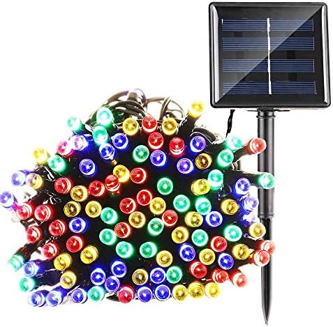 Shopere Solar String Lights Outdoor Waterproof 72ft 200 LED Fairy Garden String Lights Decoration Lighting for Patio Lawn Christmas Wedding Party Holiday (4 Colors(Red+Blue+Green+Yellow))
