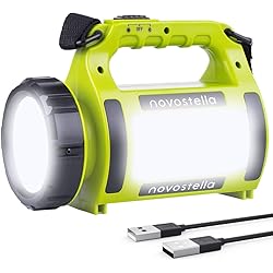 Novostella Linterna de Cámping, Lámpara Cámping LED Recargable con 3 Modos, Impermeable Camping LED Portátil Multifuncional con 2600mAh Banco de Energía para Senderismo, Pesca, Garaje, Emergencia
