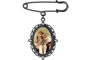Custom4U Wedding Bouquet Photo Charms Customized with 1-4 Pictures Memorial Pins Boutonniere for Wedding Groom Bride/Memory F
