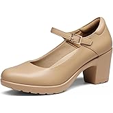 DREAM PAIRS Women's Chunky Low Block Heels Mary Jane Closed Toe Work Pumps Comfortable Round Toe Dress Wedding Shoes EDENIA