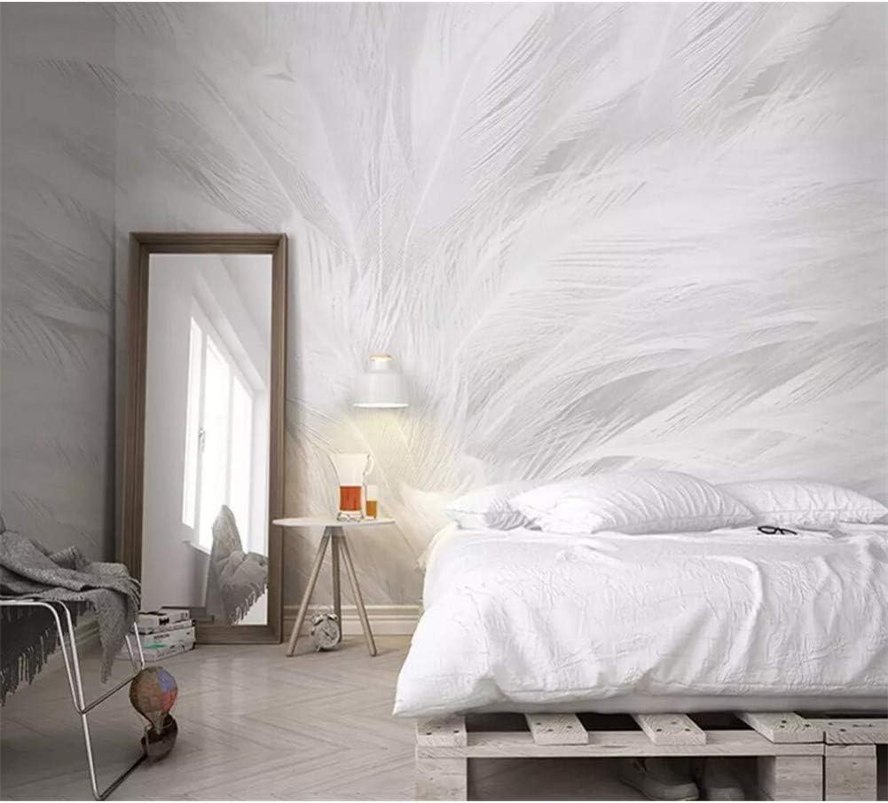 Mural Wallpaper Custom Wallpaper 3D Nordic Modern Minimalist White Feather Living Room TV Background Wall 3D Wallpaper Size:400x280cm