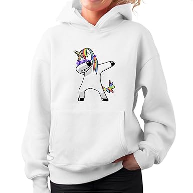 Landove Felpa Stampa Unicorno Pullover Con Cappuccio Donna
