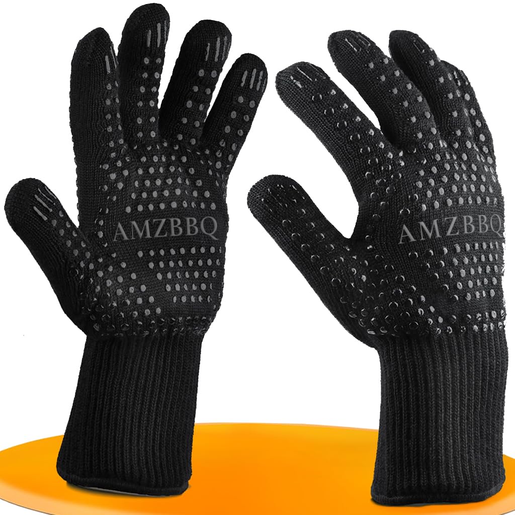 AMZBBQ Barbecue Gloves / Oven Mitts, Heat Resistant Up To 500 Degrees, Various Sizes