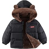 MTXXTZ Toddler Winter Puffer Coat Fleece Padded Jackets Hooded Bear Ears Outwear Clothing for Kids Boys Girls 1-6 Years