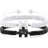 Matching Bracelets for Couples : Long Distance Relationship Gifts Puzzle Heart Stainless Steel Bracelets for Women Men His Hers Bracelets Set for Bf gf Husband Wife Friends Anniversary Promise Gift