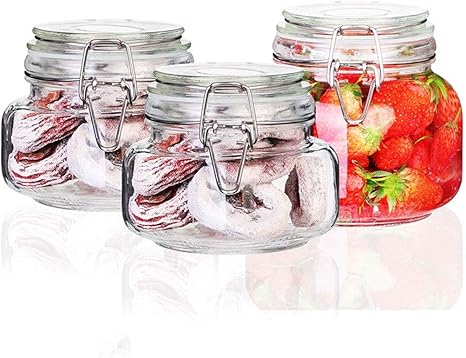 Amazon Co Jp Zaqxsw ガラス密封瓶 パッションフルーツ レモン蜂蜜瓶 ジャム瓶 収納瓶 ガラス瓶 3セット スポーツ アウトドア