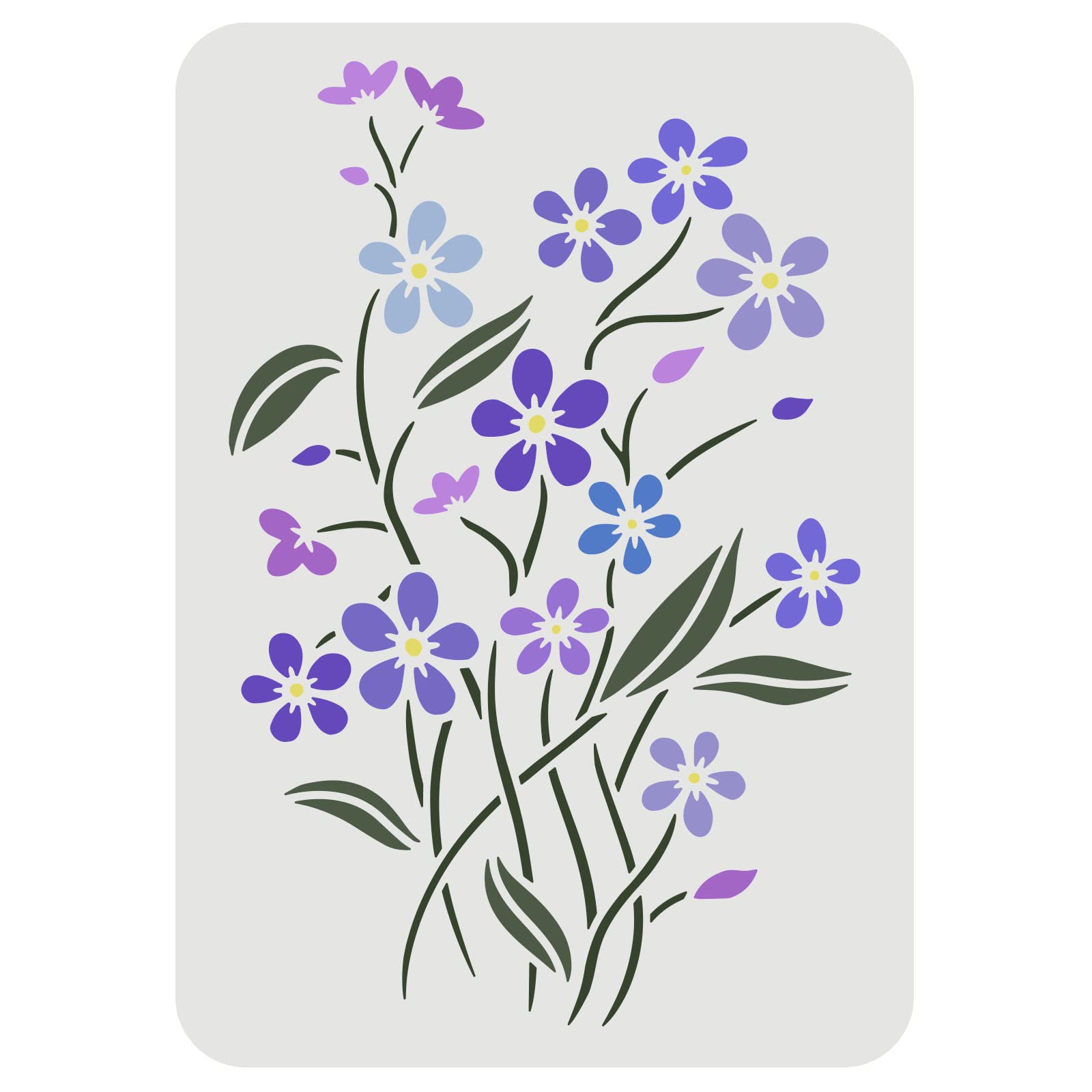 FINGERINSPIRE Forget-Me-Not Stencil 29.7x21cm Flowers Drawing Painting Stencils Plastic Bouquet Stencils Rectangle Reusable Floral DIY Home Decor Stencil for Wood Floor Wall Window Decor