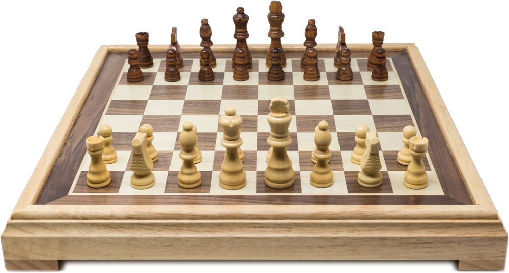 Brimtoy Luxury Inlaid Wooden Chess Set, 40cm, 77mm King Height, 2 Players, Age 12+