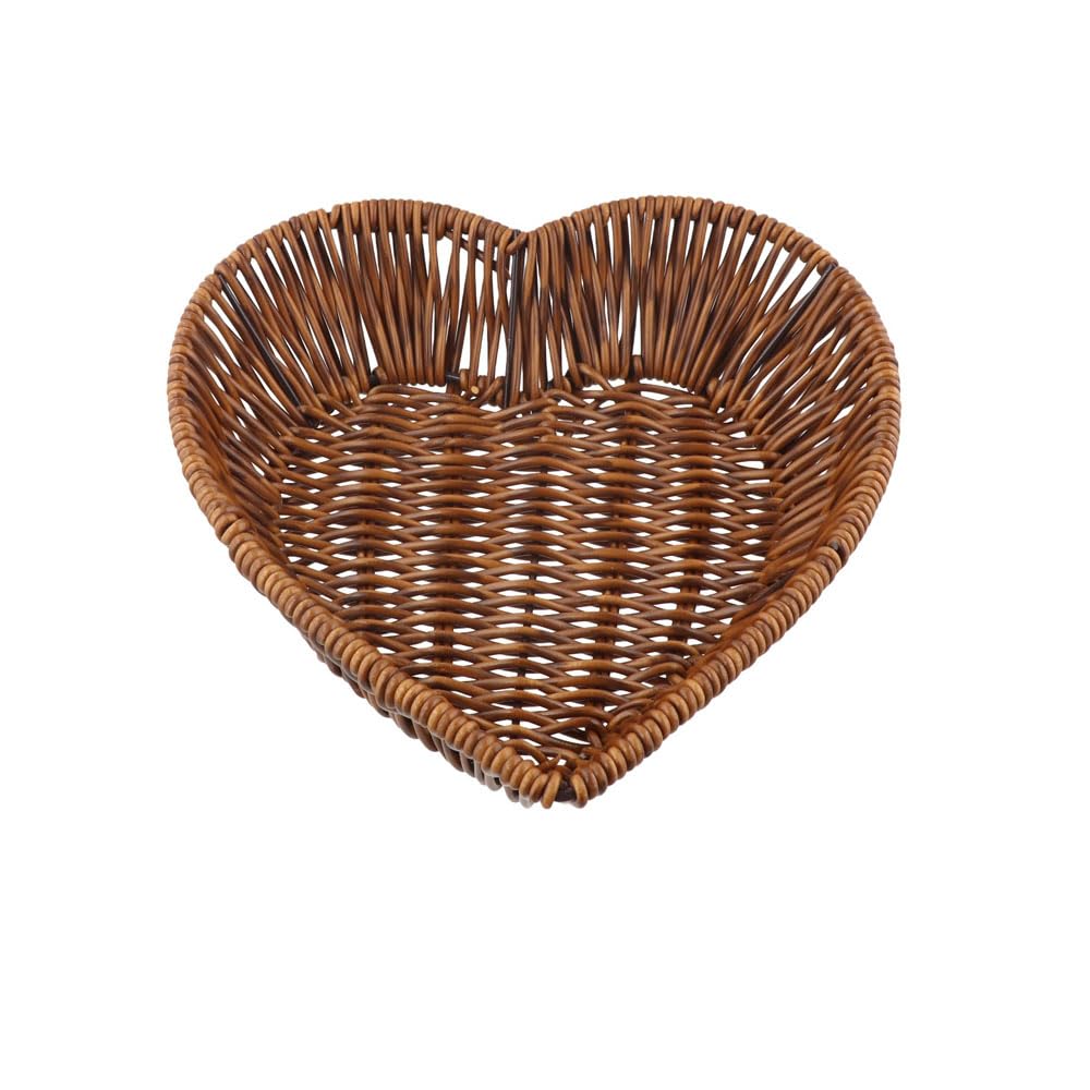 Photo 1 of 1PCS Heart Shaped Rattan Basket,Heart-Shaped Woven Storage Basket Simulation Rattan Basket Serving Display Basket Multi-Purpose Fruit Basket