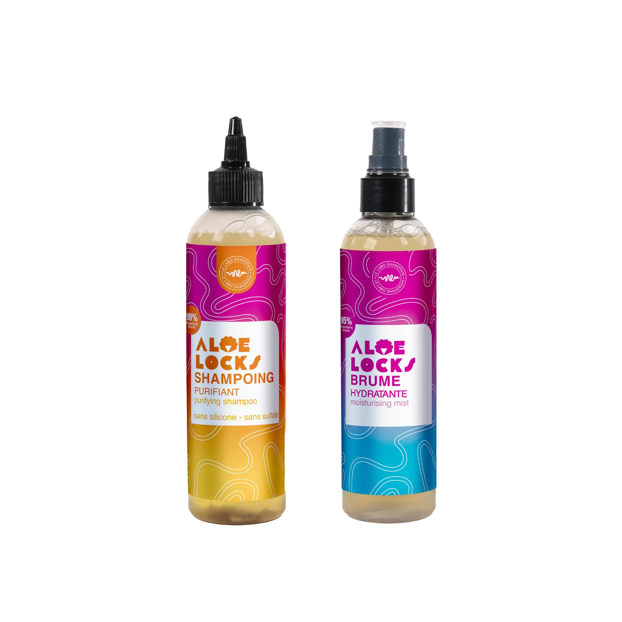 Aloe Locks | Purifying Shampoo Baobab-Ortie 250ml + Moisturizing Mist 250ml | Soothes Itchy Scalp | Anti-Dandruff Action | Stimulates Hair Growth | Made in France