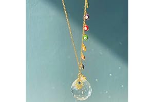 BELLOVE Crystal Charm Evil Eye Protection Car Accessories Hamsa Protection Good Luck Spiritual Rearview Mirror Rainbow Maker