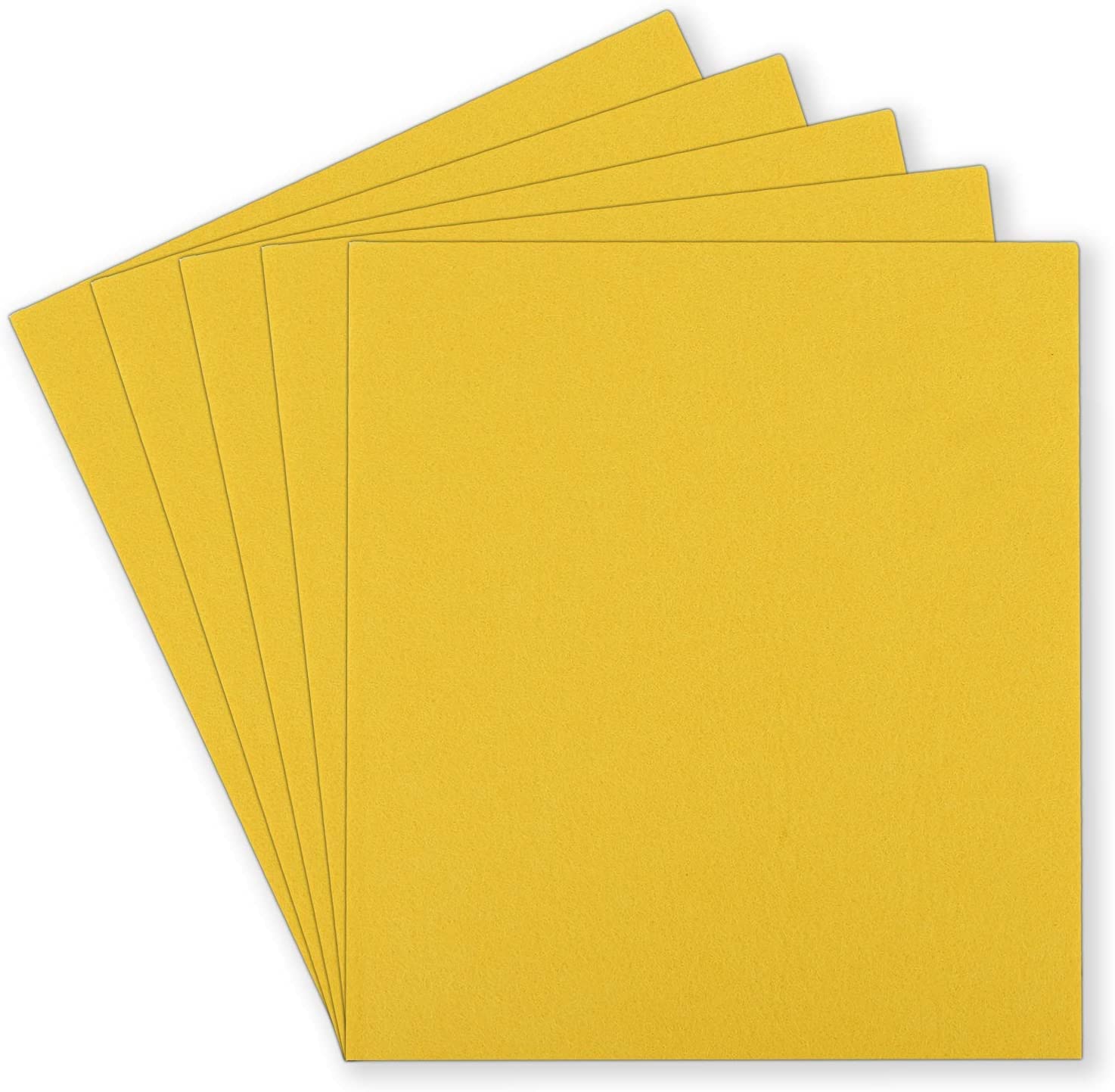 SAVITA 5Pcs 10x9 Inch 3mm Thick Felt Sheets, Stiff Felt Hard Craft Fabric Squares for Kids DIY Crafts Patchwork Embroidery Sewing Crafting Project (Yellow)