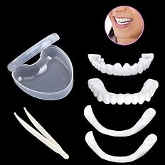 1Set Dentures Veneers Tooth,Dental Care Kits for Anti Molar Orthodontic Cosmetic Teeth,Smile Snap Tooth.(White,1Top+ 1Bottom+