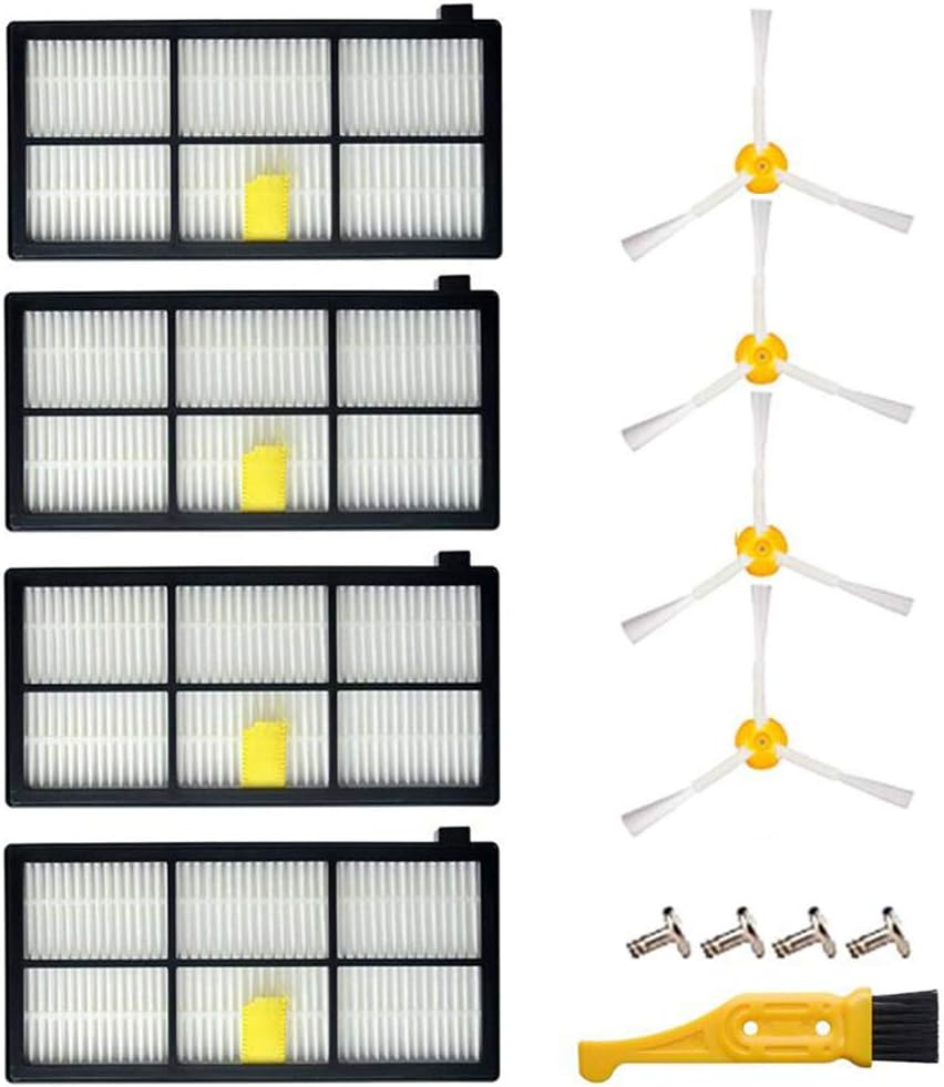 WQSZ Replacement Parts for iRobot Roomba 800 900 Series 860 870 871 880 890 805 960 980 Vacuums Accessories -4 Filters & 4 Side Brushes