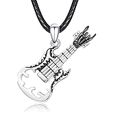 OHAYOO Sterling Silver Guitar Pick Pendant for Men – Music-Inspired Rock Jewelry – Music Gift for Guitar Players & Music Lovers