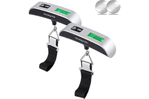 Digital Luggage Scale 2 Pack - Travel Luggage Weight Scale with Webbing Strap, Portable Handheld Suitcase Scale with LCD Disp