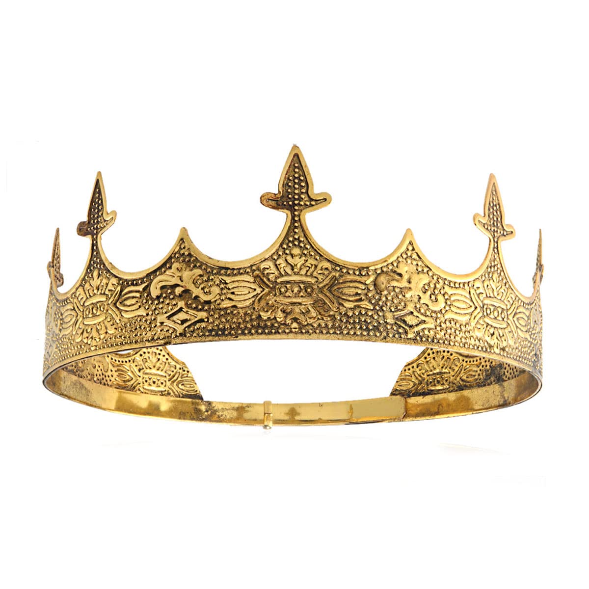 Crown Hair Jewelry Royal King Diadem Men Metal Big Tiaras For Halloween Costume (Dark Gold)