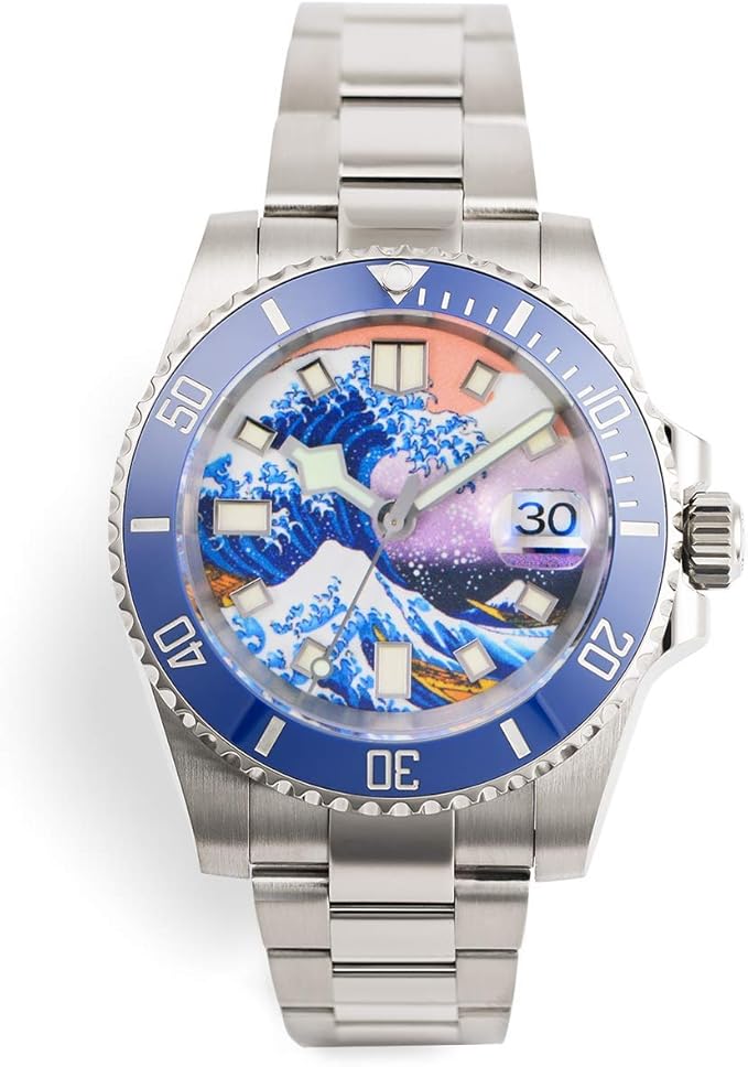 Amazon Hamayota腕時計 メンズ 日本製自動巻き 神奈川沖浪裏 ダイバースウォッチ メンズ腕時計 腕時計 通販