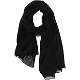 KorhLeoh Women Lightweight Chiffon Scarf Breathable Solid Color Long Fashion Scarves Sun-proof Shawls Wrap