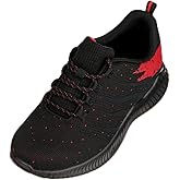 CALTO Men's Invisible Height Increasing Elevator Shoes - Black/Red Ultra Lightweight Sporty Sneakers - 2.8 Inches Taller - Q215 - Size 10 D(M) US