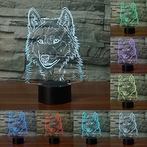 3D Wolf Night Lamp USB LED Lighting Colorful Animal 3D Desk Table Lamp for Home Decoration as Gift