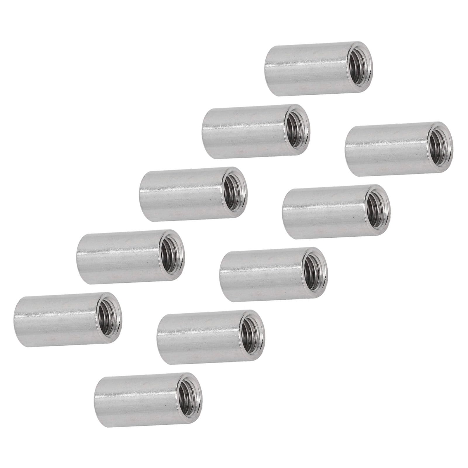 10Pcs M12 * 1.75 16 L30mm Coupling Nuts Stainless Steel Rod Connector Nut Female Thread Fastener for Home Decoration, Mechanical Maintenance, Equipment Repair