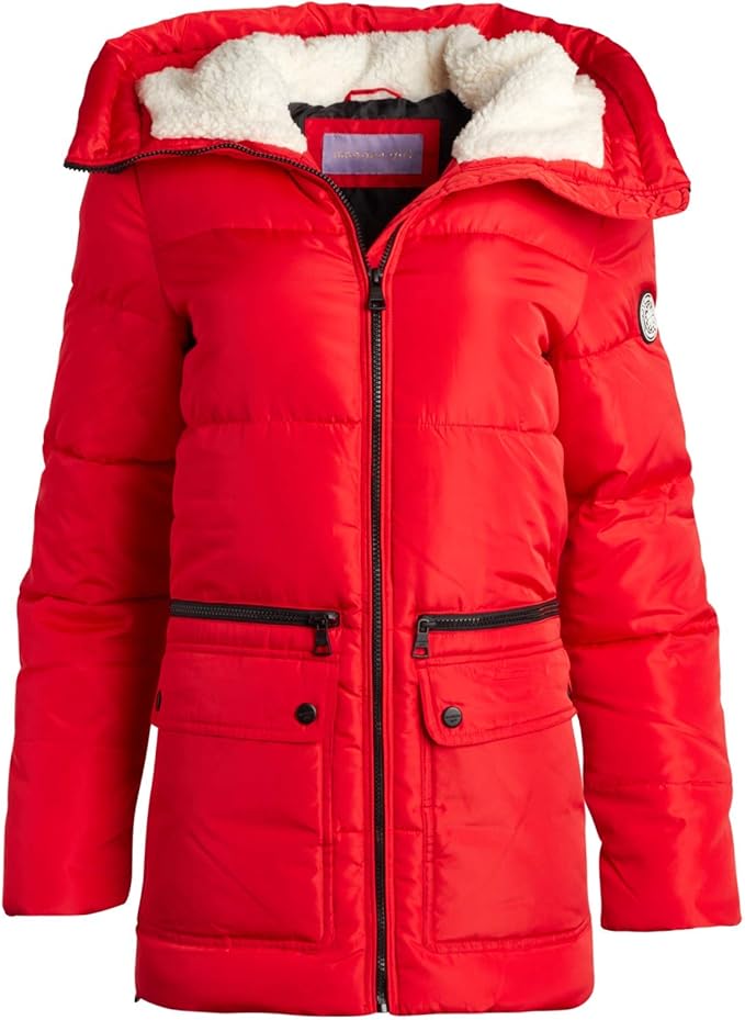 madden girl women's sherpa zip up jacket