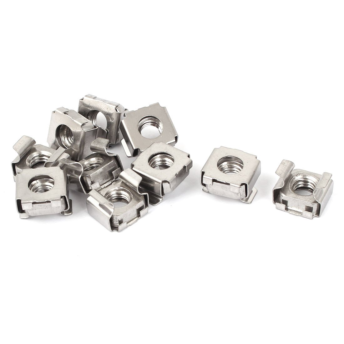 Sourcingmap M8 x 1.25mm Pitch 304 Stainless Steel Cage Nuts Siliver Tone 10pcs