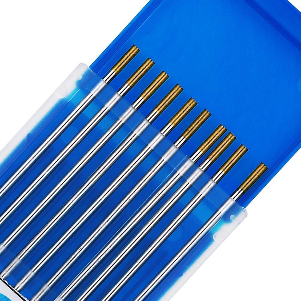TEN-HIGH TIG Tungsten Electrodes, Lanthanum 1.5%, WL15(Gold) Lanthanum Tungsten Electrode, 2.0mm x150mm 10pcs Pack.