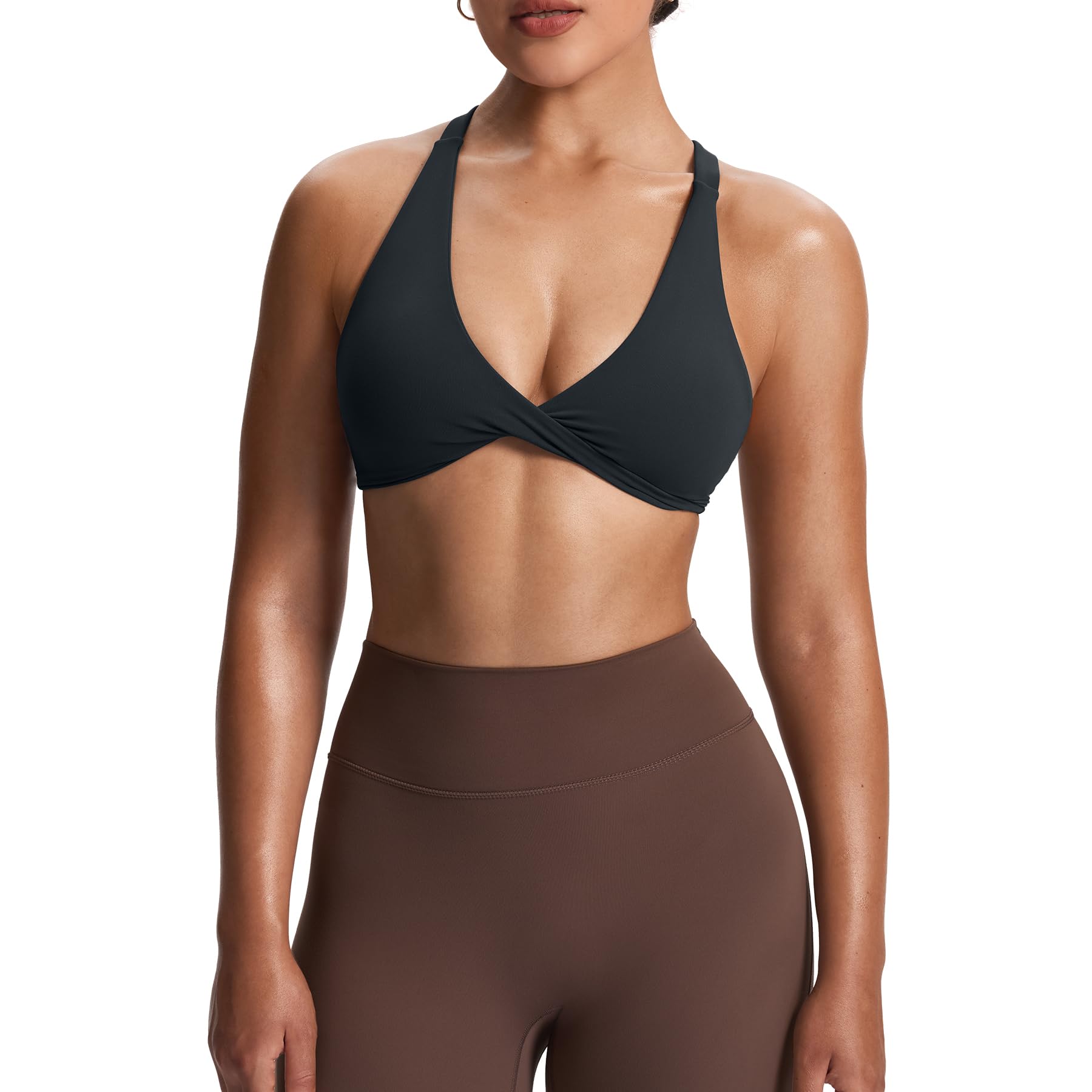Photo 1 of Aoxjox Women's Workout Sports Bras Fitness Satara Low Impact Bra Yoga Crop Tank (Blueberry, Medium)