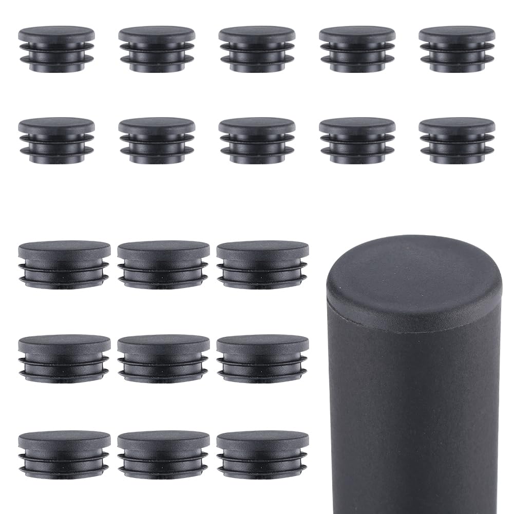 GORGECRAFT 20PCS 2 Sizes Round Plastic Plug 35mm 40mm Black Furniture Pipe Tube Cover Inserts Inner Plugs Tubing End Caps for Round Table Chair Legs Tubing Pipe Post Furniture Fences Glide Protection