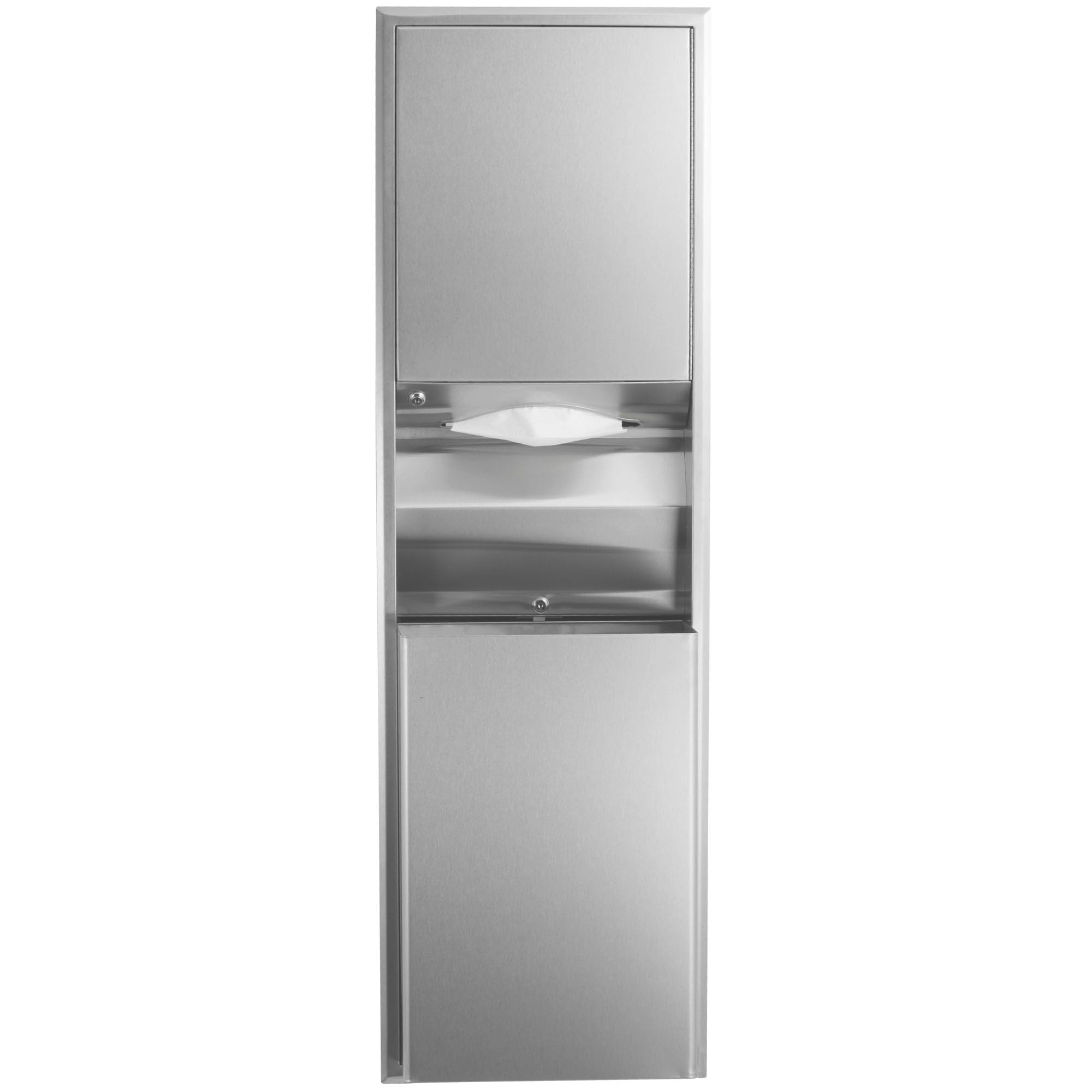 Photo 1 of Bobrick ClassicSeries Recessed Convertible Paper Towel Dispenser/Waste Receptacle, 15.19 x 7.09 x 56, Satin Stainless Steel