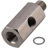 Stainless Steel 1/8 BSPT Oil Pressure Sensor Tee to 1/8 NPT adapter Adding for Turbo oil Supply Line and Oil Pressure Gauge