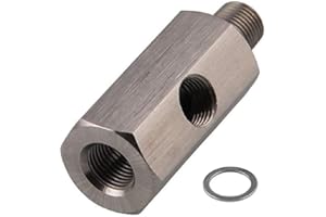 Stainless Steel 1/8 BSPT Female to 1/8 BSPT Male with 1/8 NPT Port Adapter Turbo Supply Feed Line Gauge Oil Pressure Sensor T