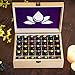 Essential Oil Box - Wooden Storage Case Holds 35 Bottles and Tall Roller Balls. Natural Pine Wood Oils Organizer. Free EO Labels & Foam Pad. Best For Keeping 5ml 10ml, 15ml & 1oz 30 ml Bottle Safe.