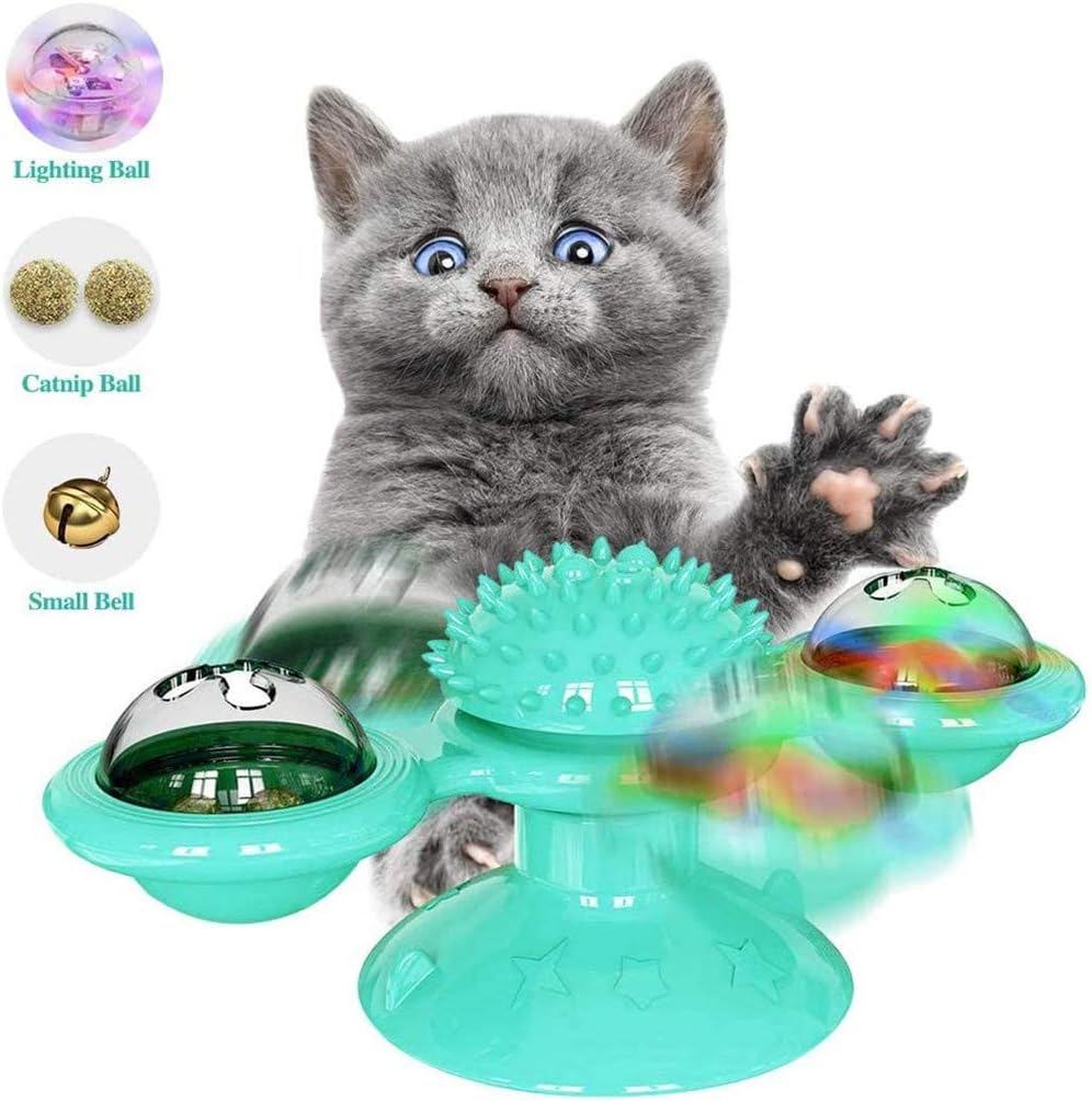 PETSBURG Windmill Cat Toy Turntable Teasing Pet Toy Tickle Cats Hair Brush Funny Cat Toy丨Cat Turntable Teasing Interactive Toy丨Pet Toy Scratching Tickle Cats Hair Brush Funny Cat